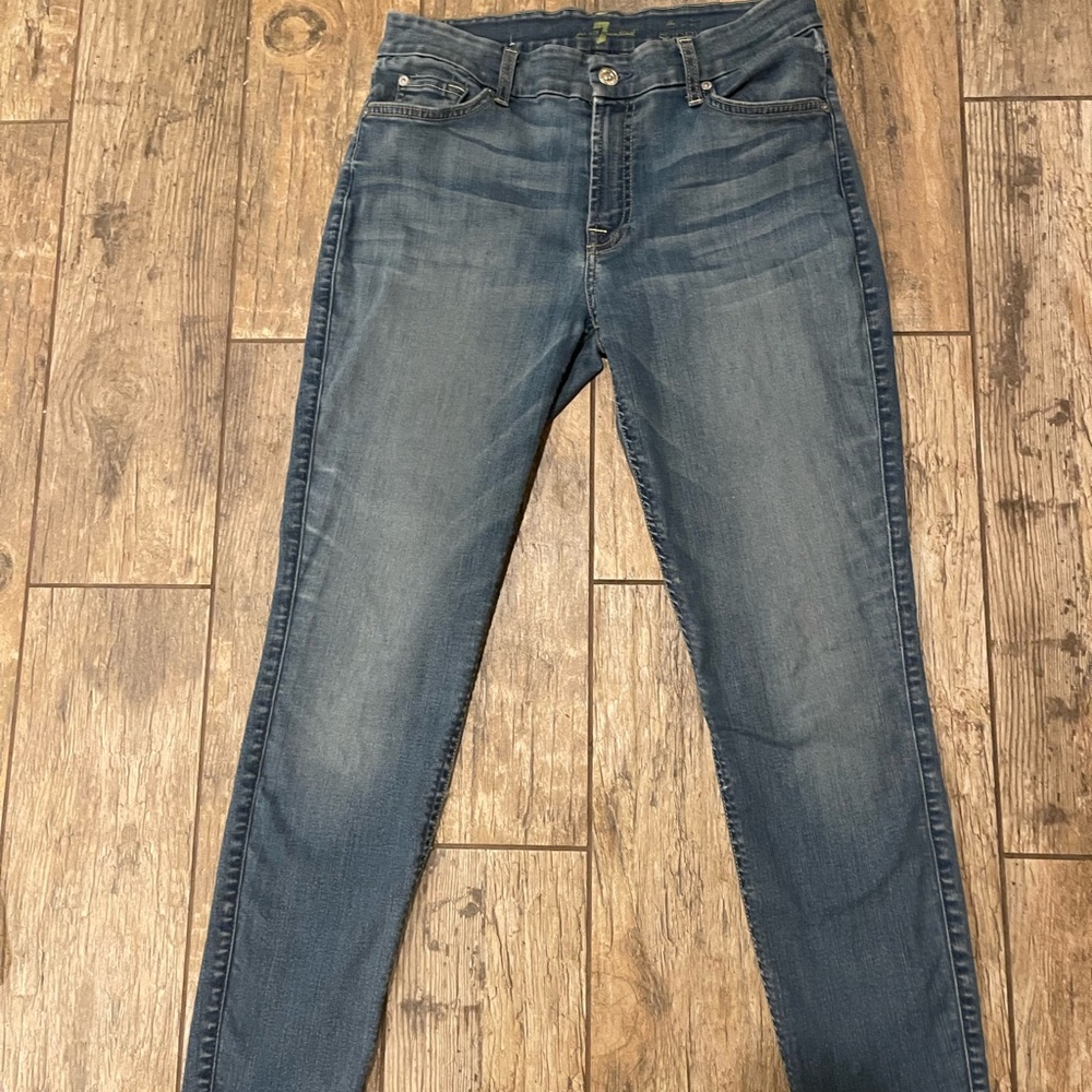 7 For All Mankind Blue Stretch Skinny Jeans